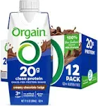 Orgain Grass-Fed Protein Shake, Creamy Chocolate Fudge - 12 pack, 11 fl oz cartons