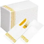 KAMMAK White Gold Disposable Dinner Paper Napkins