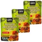 Kitchen and Love, Jackfruit Sweet BBQ, Organic, Fully Cooked, Versatile Plant Based Meat Alternative, Gluten Free, Ready in 90 Seconds, High in Fiber,