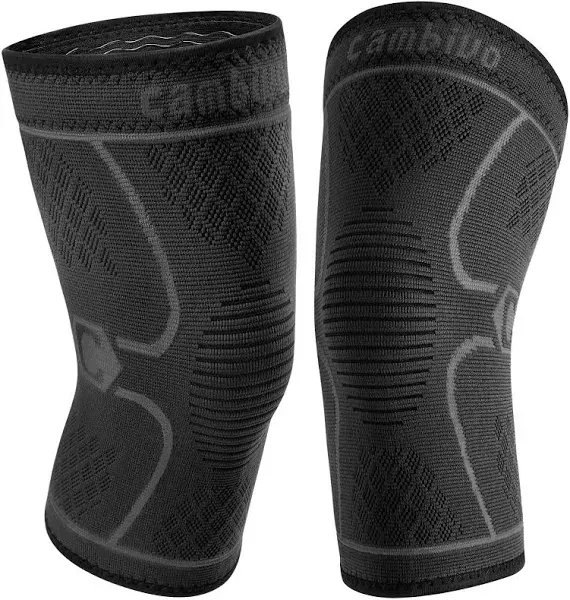 CAMBIVO 2 Pack Knee Brace, Knee Compression Sleeve Support for Men and Women, Ru