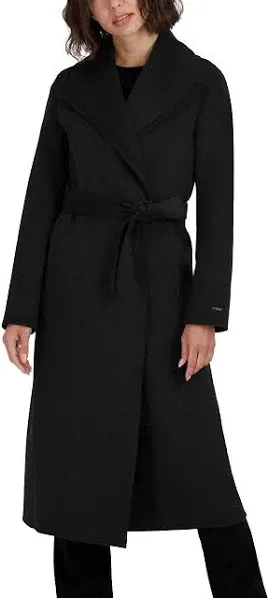 Tahari Long Double Face Wool Blend Wrap Coat