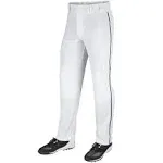 White/Navy Triple Crown Adult Open-Bottom Piped Baseball Pants Champro