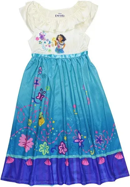 Disney Encanto Mirabel Toddler Girl's Fancy Floral Silk Nightgown