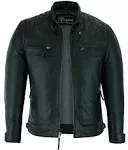 Vance Leathers USA Men's Cafe Racer Waxed Lambskin Motorcycle Leather Jacket