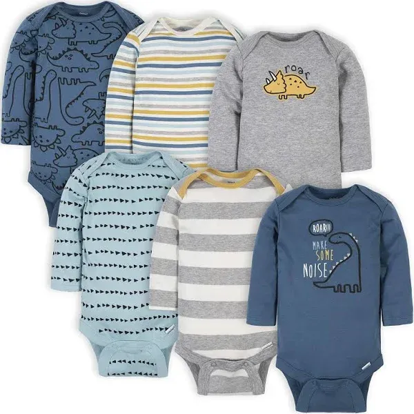 Gerber Baby Boys' 6-Pack Long-Sleeve Snow Much Fun Onesies Bodysuits