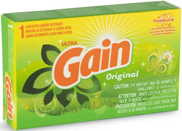 Gain® Powder Laundry Detergent, Original Scent, 1.8 oz Box, 156 Boxes/Carton