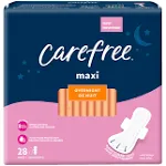 Carefree Maxi Overnight Pads with Wings 28 ct