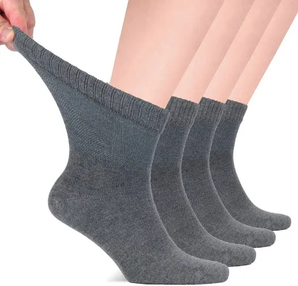 Hugh Ugoli Men's Loose Diabetic Ankle Socks Bamboo, Wide, Thin, Seamless Toe and Non-Binding Top