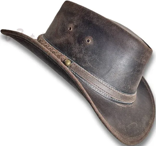 Leather HAT 【oZtrALa】 Australian Outback Western Cowboy Men Women Bushman HL31