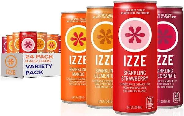 IZZE Sparkling Juice 4 Flavor Dawn Variety Pack Mango Clementine Strawberry P