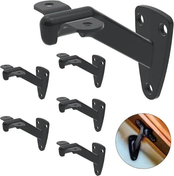 Hand Rail Brackets for Stairs 6 Pcs Heavy Duty Black Handrail Brackets for Indoor Stairs or Outdoor Stairs Support