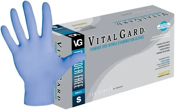 DASH VitalGard Nitrile Exam Grade Disposable Gloves, Periwinkle Blue, 3.9 mil, Case of 1000