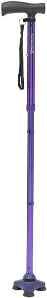 Drive Medical HurryCane Freedom Edition Folding Cane with T Handle, Purple