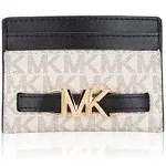 MICHAEL KORS Reed Large Logo Card Case Vanilla Black