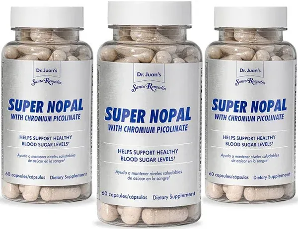 Santo Remedio's Super Nopal, Exclusive Formula with Nopal, Gurmar (Gymnema Silvestre), and Vanadyl Sulfate. 60 Capsules (30 Servings)