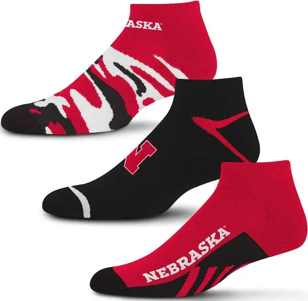 For Bare Feet Nebraska Cornhuskers Camo Boom Ankle Socks (3-Pack)