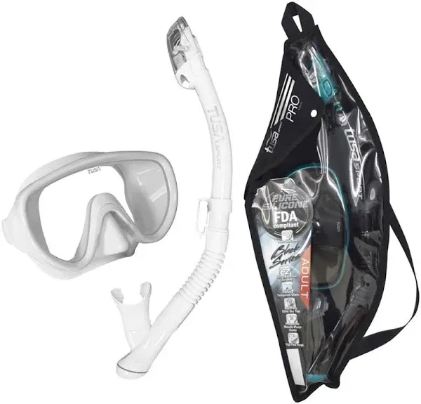 TUSA Sport Adult Serene Mask and Dry Snorkel Combo with Reusable Travel Bag