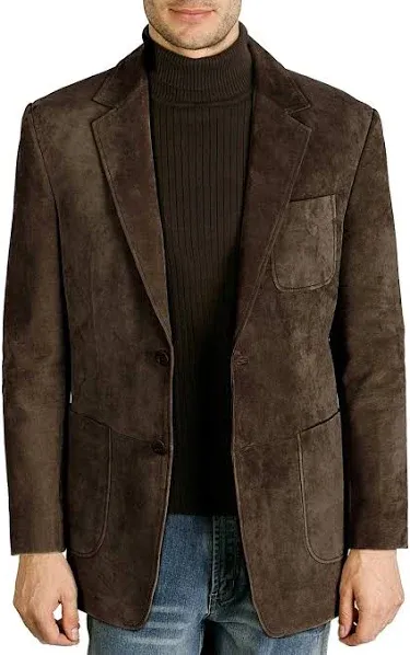 BGSD Men's Steve Classic Two-Button Suede Leather Blazer