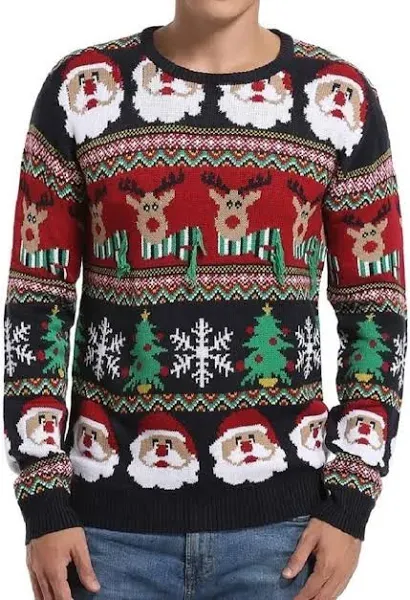 Men's Holiday Reindeer Snowman Santa Sweater