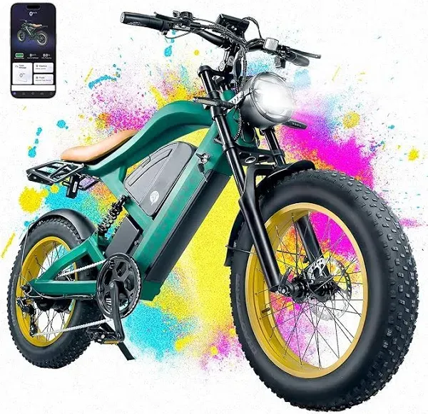 Electric Bike for Adults,GPS and APP Control Ebike,1200W Brushless Motor,48V/20Ah Removable UL&GCC Certification Battery,20"*4.0 Fat Tire,30MPH and 60Miles Range