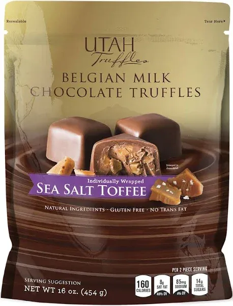 Utah Truffles Belgian Milk Chocolate Toffee Individually Wrapped Pouch