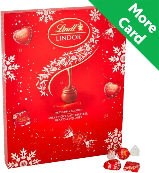 Lindt Lindor Milk Chocolate Christmas Advent Calendar 2023, Large 300g, A of and