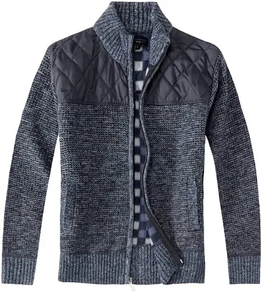 Gioberti Men's Knitted Regular Fit Full Zip Cardigan Sweater With Soft Brushed Flannel Lining