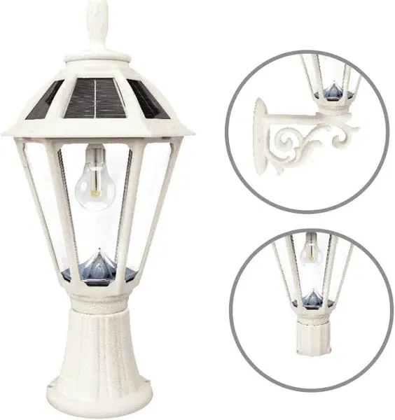 Gama Sonic Polaris White Solar Outdoor Post Light 1-Light with 3 Mounting Opt...