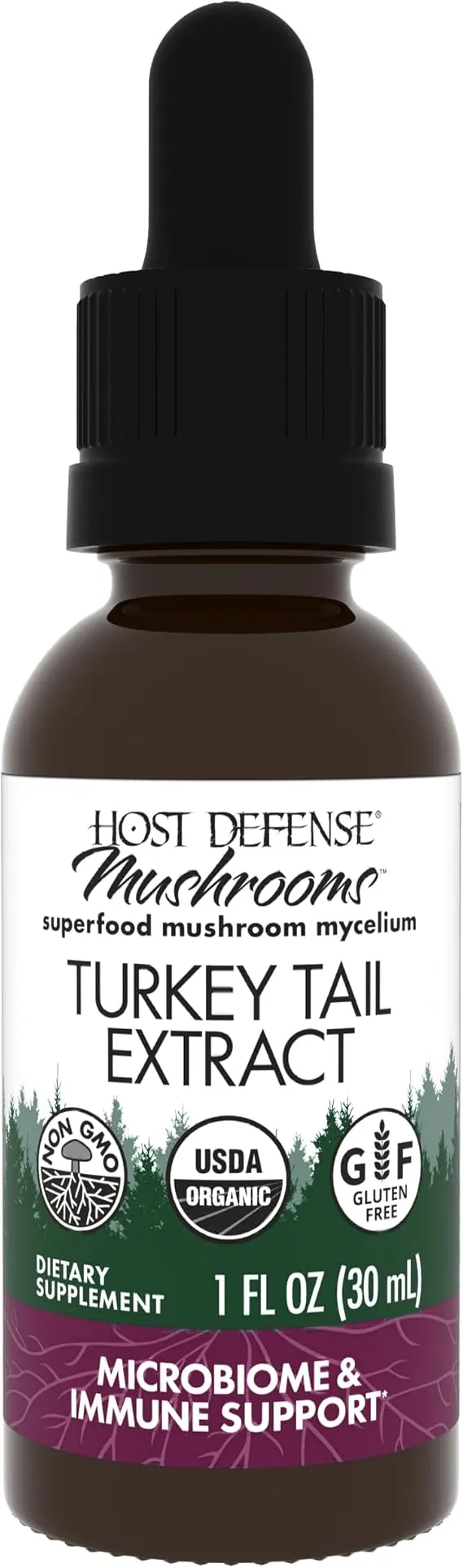 Host Defense Turkey Tail Extract - Digestive Health & Immune Response Support Supplement - Mushroom Supplement for Gastrointestinal & Gut Microbiome Support - 1 fl oz (30 Servings)*