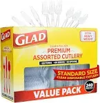 Glad Clear Assorted Premium Plastic Cutlery Set (240-Piece) Disposable