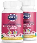 Milkaid Junior Lactase Enzyme Chewable Tablets for Lactose Intolerance Relief | Prevents Gas, Bloating, Diarrhea in Children| Fast Acting Dairy Diges