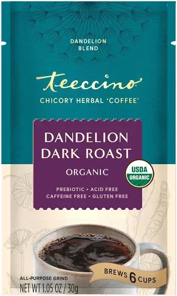 Teeccino Dandelion Dark Roast Herbal Coffee