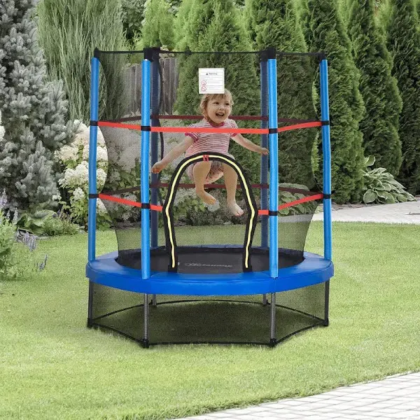 212 Main 5 ft. Outsunny Kids Trampoline with Enclosure Net for Age 3 to 6 Years