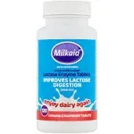 Milkaid Lactase Enzyme Chewable Tablets for Lactose Intolerance Relief | Prevents Gas, Bloating & Diarrhea | Fast Acting Dairy Digestive Supplement |