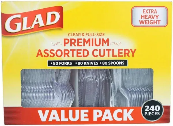 Glad - Clear Plastic Premium Assorted Cutlery, 240-Count