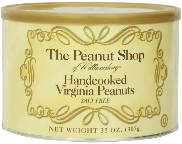 The Peanut Shop of Williamsburg Handcooked Salt Free Virginia Peanuts - 32 oz. Tin