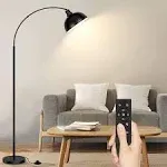 gernehop Arc Floor Lamps for Living Room, Modern Tall Standing Lamp Remote Control,Stepless Dimmable Black Floor Lamp with Hanging Dome Shade, Over