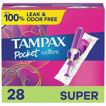 Tampax Unscented Leakguard Braid Pocket Radiant Compact Tampons