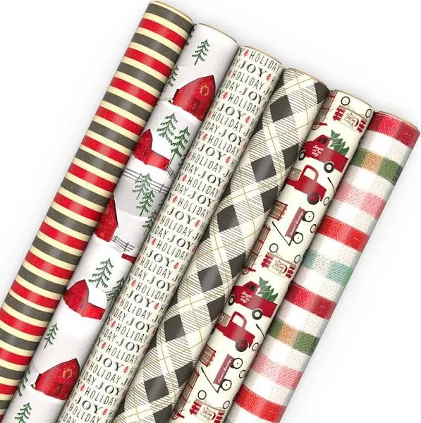 Hallmark Weathered and Warm Holiday Wrapping Paper Roll Bundle