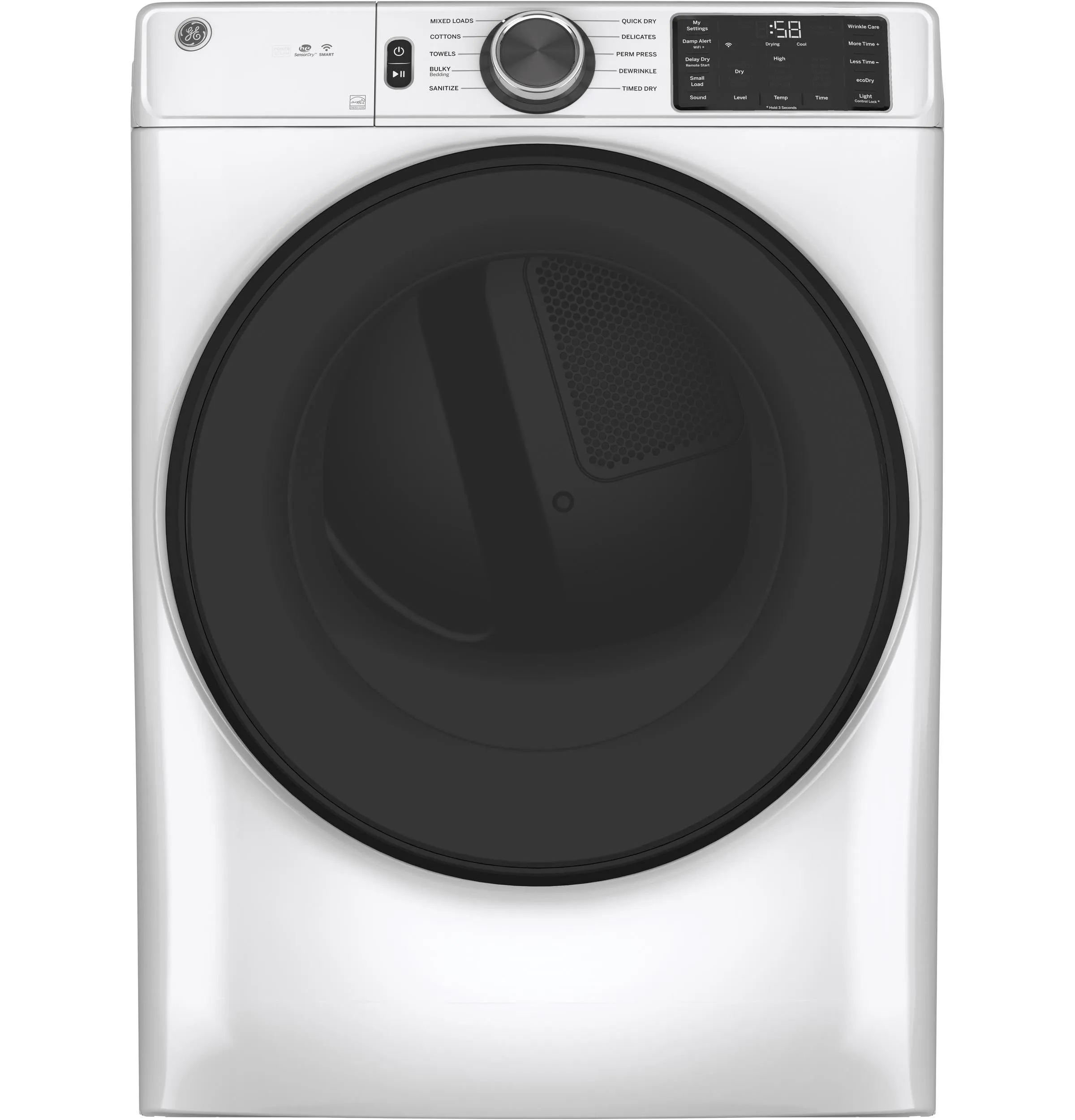 GE Smart Front Load Electric Dryer GFD55ESSNWW