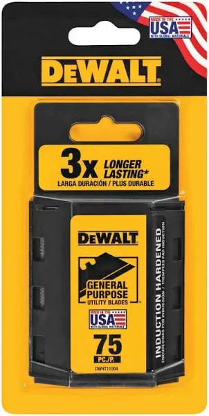 Dewalt Utility Knife Blades Double Hardened  Edges, General Purpose Use, 75 Pack