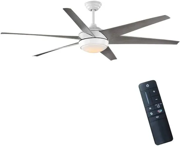 HDC Windward 68 in. Ceiling Fan LED Light White Color Changing Matte w/ Remote