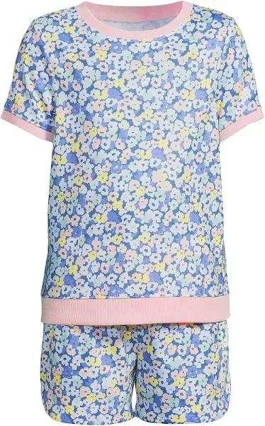 Girls Lands' End Short Sleeve Tee and Shorts Pajama Set