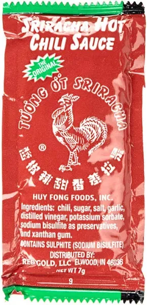 Huy Fong Sriracha Hot Chili Sauce Packets; 75 - 7 gram