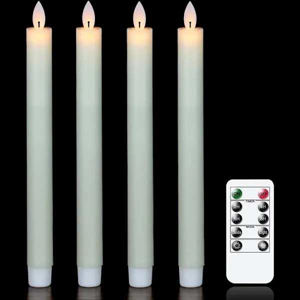 Flameless Taper Candles Remote with Timer Battery Operated Real Wax Ivory LED