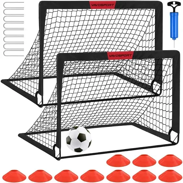 Complete Portable Soccer Goal Set - 2 x 4&#039; x 3&#039; Goals with Equipment for Kids