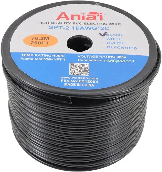 Aniai Low Voltage Landscape Wire,UL List 18/2 Electrical Wire,for Light and Lamp Extension Cable