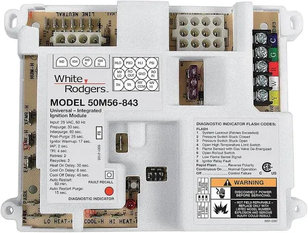 White Rodgers / Emerson 50M56U-843 Integrated Furnace Control Universal