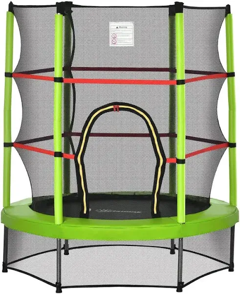 Outsunny Φ5FT Kids Trampoline with Enclosure Net, Springless, Safety Pad and Steel Frame for Indoor