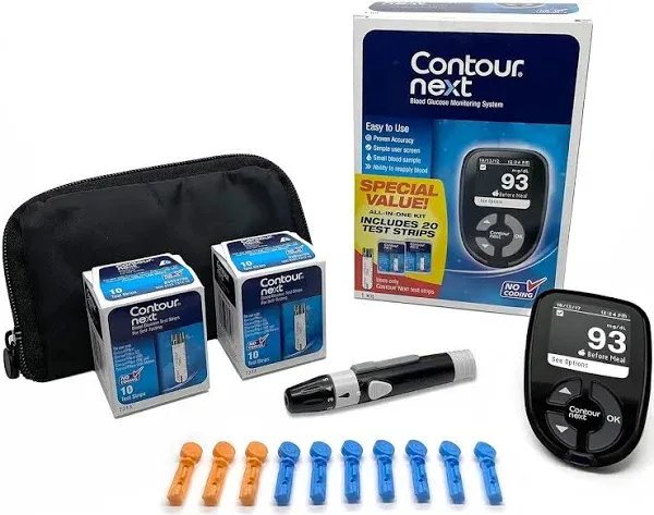 The Contour Next Blood Glucose Monitoring System All-in-One Kit for Diabetes